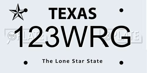 123WRG Texas License Plate