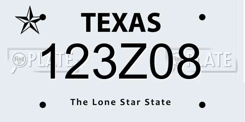 123Z08 Texas License Plate