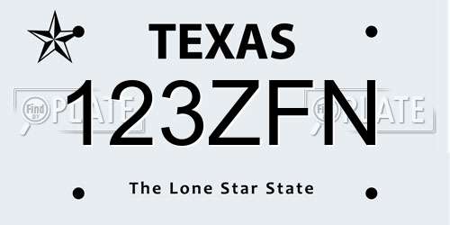 123ZFN Texas License Plate