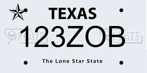 123ZOB Texas License Plate