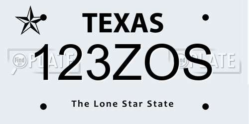 123ZOS Texas License Plate