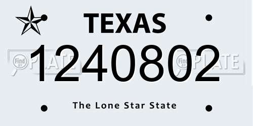 1240802 Texas License Plate