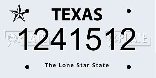 1241512 Texas License Plate