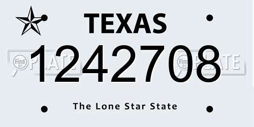 1242708 Texas License Plate