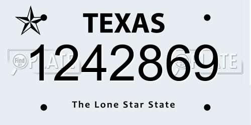 1242869 Texas License Plate