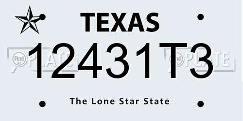 12431T3 Texas License Plate
