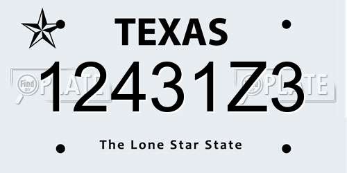 12431Z3 Texas License Plate