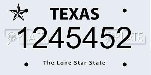 1245452 Texas License Plate