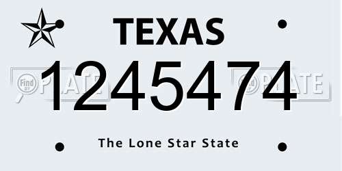1245474 Texas License Plate