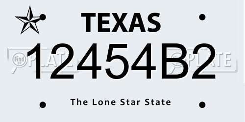 12454B2 Texas License Plate