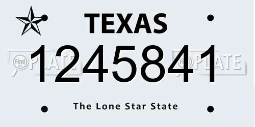 1245841 Texas License Plate
