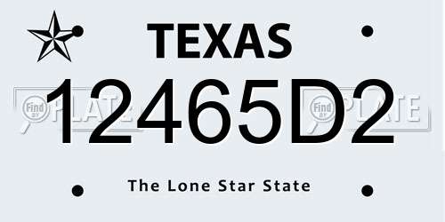 12465D2 Texas License Plate