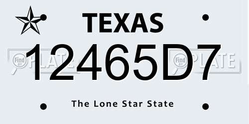 12465D7 Texas License Plate