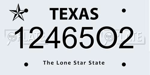 12465O2 Texas License Plate