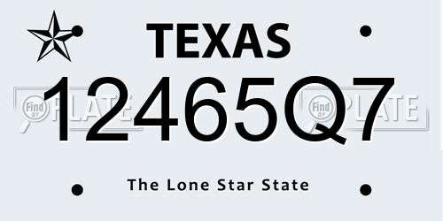 12465Q7 Texas License Plate