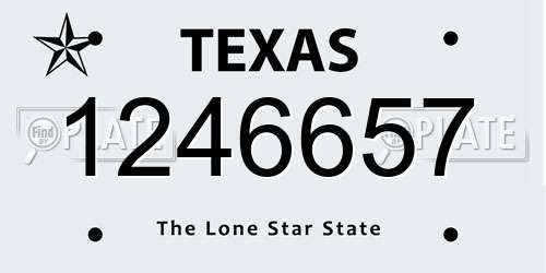 1246657 Texas License Plate