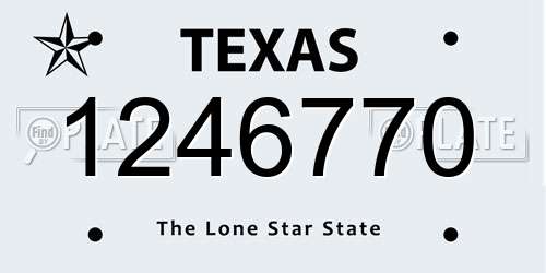 1246770 Texas License Plate