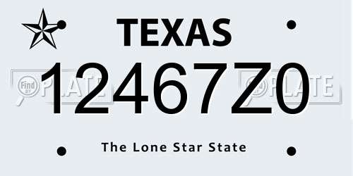 12467Z0 Texas License Plate