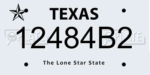 12484B2 Texas License Plate