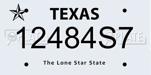 12484S7 Texas License Plate