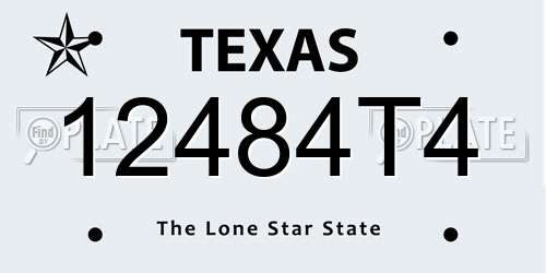 12484T4 Texas License Plate