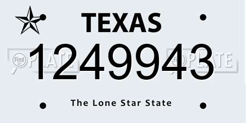 1249943 Texas License Plate