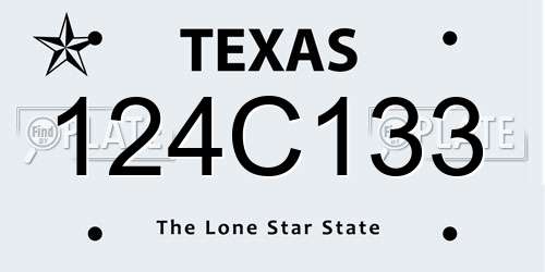 124C133 Texas License Plate