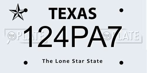 124PA7 Texas License Plate