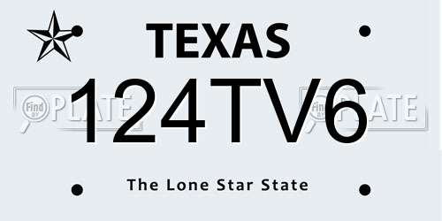 124TV6 Texas License Plate