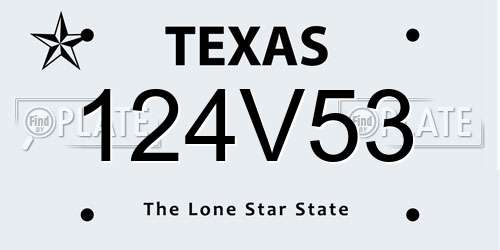 124V53 Texas License Plate