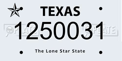 1250031 Texas License Plate