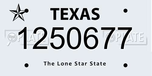 1250677 Texas License Plate
