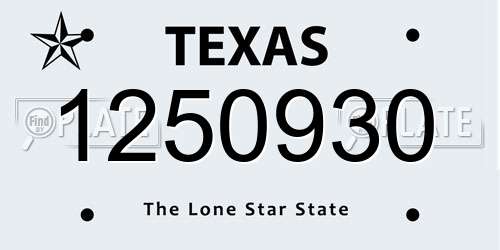 1250930 Texas License Plate