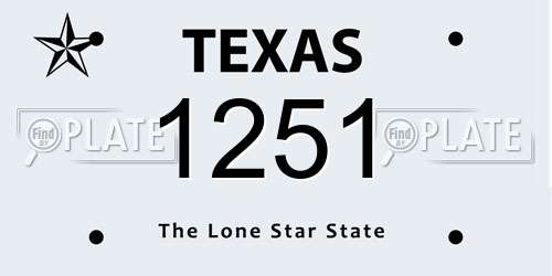 1251 Texas License Plate