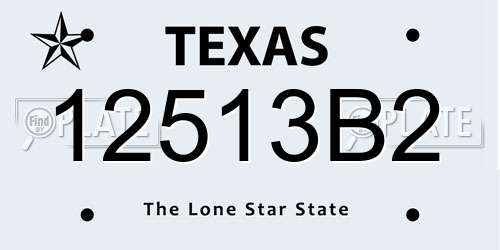 12513B2 Texas License Plate