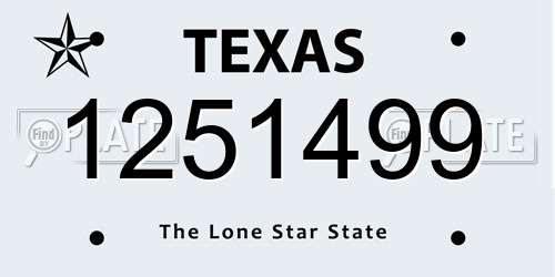 1251499 Texas License Plate
