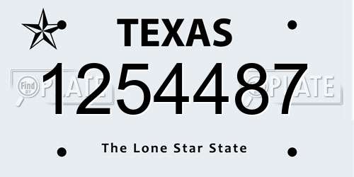 1254487 Texas License Plate