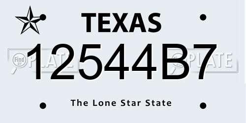 12544B7 Texas License Plate