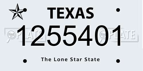 1255401 Texas License Plate