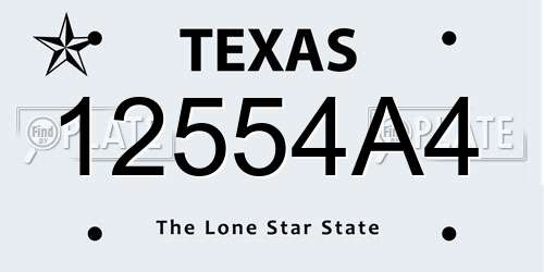 12554A4 Texas License Plate
