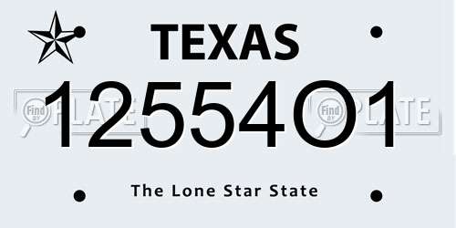 12554O1 Texas License Plate