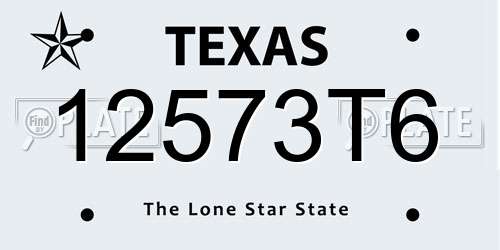 12573T6 Texas License Plate