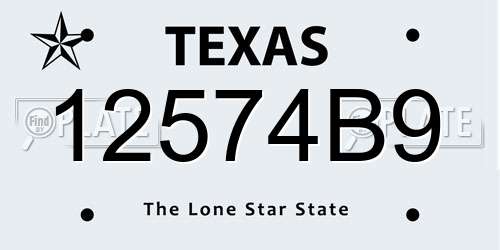 12574B9 Texas License Plate
