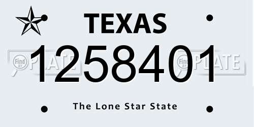 1258401 Texas License Plate