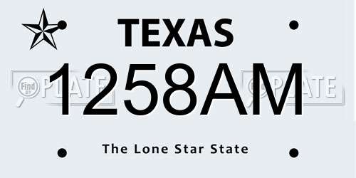 1258AM Texas License Plate