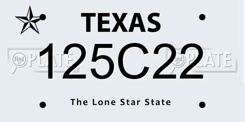 125C22 Texas License Plate