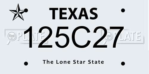 125C27 Texas License Plate