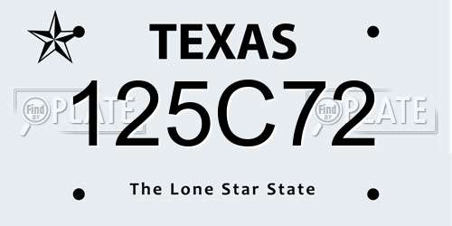 125C72 Texas License Plate