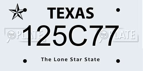 125C77 Texas License Plate