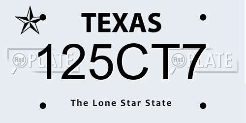 125CT7 Texas License Plate